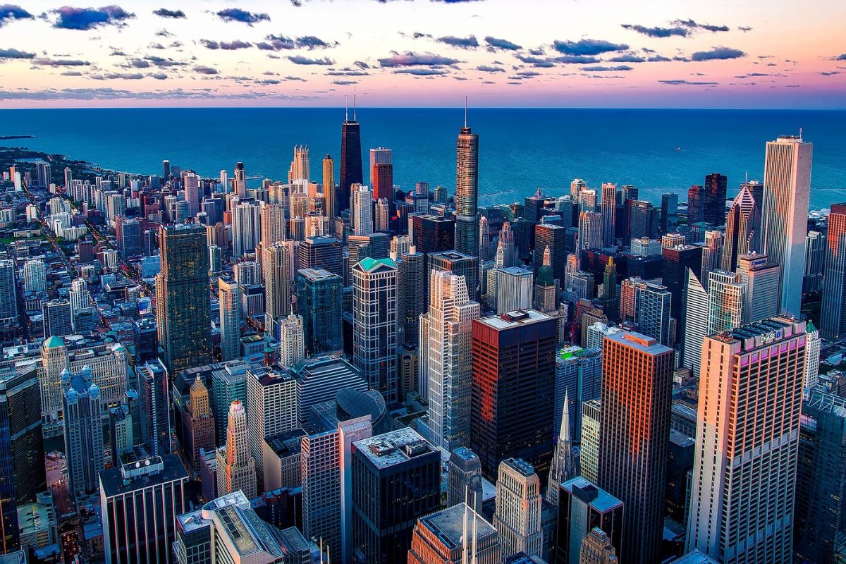 Widok od góry na wieżowce Chicago
