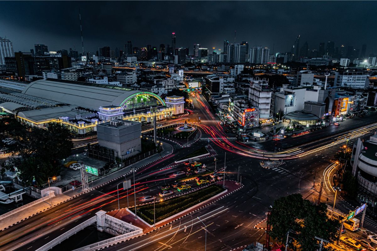 Widok na Bangkok nocą