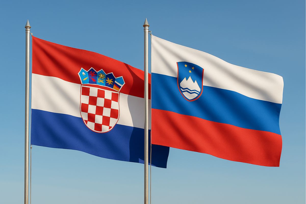 flaga Chorwacji i Słowenii na tle nieba